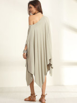 Casual Asymmetrical Hems One Shoulder Plain Shift-dress