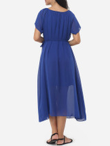 Casual Plain Bowknot Short Sleeve Elegant Round Neck Maxi Dress
