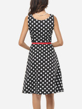 Casual Polka Dot Delightful Round Neck Skater-dress
