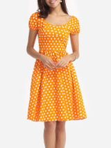 Casual Polka Dot Classical Round Neck Skater-dress