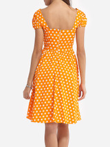 Casual Polka Dot Classical Round Neck Skater-dress