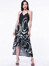 Casual High-Low Halter Backless Printed Maxi Dress