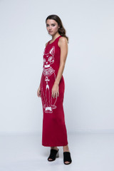 Cat Printed Trendy Round Neck Maxi-Dre