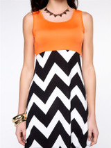 Casual Fancy Zigzag Striped Round Neck Shift Dress