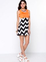 Casual Fancy Zigzag Striped Round Neck Shift Dress