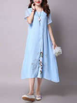 Casual Round Neck Floral Printed Charming Maxi Dress