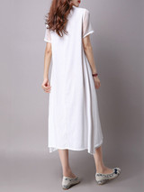 Casual Round Neck Floral Printed Charming Maxi Dress