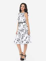 Casual Floral Printed Captivating Round Neck Skater-dress