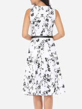 Casual Floral Printed Captivating Round Neck Skater-dress