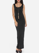 Casual Plain Elegant Round Neck Cocktail-dress