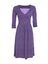 Casual Deep V-Neck Skater Dress In Polka Dot