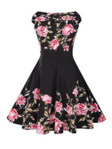 Casual Exquisite V-Neck Skater Dress In Floral Printed
