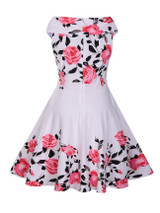 Casual Exquisite V-Neck Skater Dress In Floral Printed