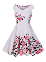Casual Exquisite V-Neck Skater Dress In Floral Printed