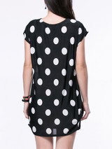 Casual Black White Polka Dot Mini Shift Dress