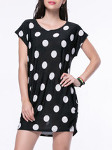 Casual Black White Polka Dot Mini Shift Dress