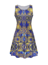 Casual Captivating Tribal Printed Round Neck Skater Dress