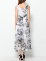 Casual Seductive V Neck Dacron Floral Printed Maxi-dress