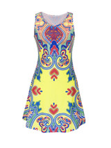 Casual Round Neck Excellent Tribal Printed Shift Dress