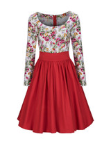Casual Round Neck Floral Printed Skater Dress