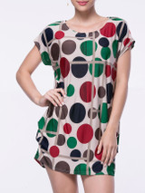 Casual Color Block Polka Dot Mini Shift Dress