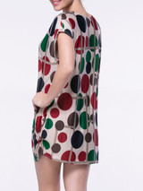 Casual Color Block Polka Dot Mini Shift Dress