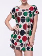 Casual Color Block Polka Dot Mini Shift Dress