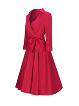 Casual V-Neck  Bowknot  Plain Skater Dresses