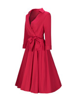 Casual V-Neck  Bowknot  Plain Skater Dresses