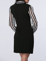 Casual Tie Collar Awesome Vertical Striped Shift Dress