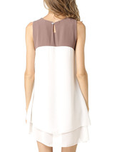 Casual Color Block Chiffon Round Neck Shift Dress