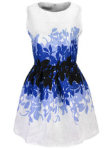 Casual Awesome Printed Round Neck Jacquard Skater Dress