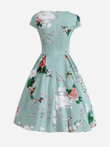 Casual Sweet Heart Floral Printed Skater Dress