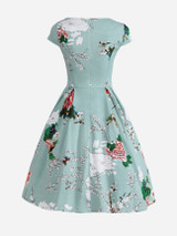 Casual Sweet Heart Floral Printed Skater Dress