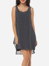 Casual Polka Dot Round Neck Shift Dress