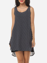 Casual Polka Dot Round Neck Shift Dress