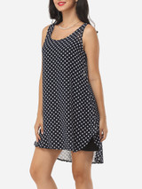 Casual Polka Dot Round Neck Shift Dress
