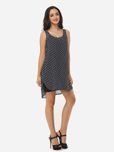 Casual Polka Dot Round Neck Shift Dress