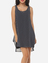 Casual Polka Dot Round Neck Shift Dress