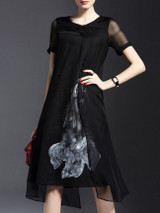 Casual Round Neck Printed Fancy Shift Dress