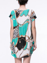 Casual Loose Printed Mini Round Neck Shift Dress