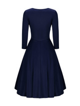 Casual Asymmetric Neck Cutout Plain Skater Dress