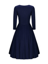 Casual Asymmetric Neck Cutout Plain Skater Dress