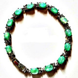 Fashion Fire Green Created Opals Mounted n Sterling Silver Bracelet: Hutzell Fashion Fire Green Created Opals Mounted n Sterling Silver Bracelet: Hutzell