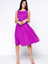 Casual Plain Delightful Round Neck Skater Dress