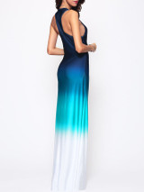 Casual Gradient Chic Round Neck Maxi-dress