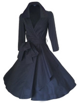 Casual Remarkable Small Lapel Falbala Plain Skater-Dress