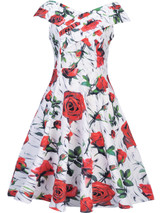 Casual Fascinating V-Neck Floral Printed Skater Dress