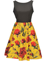 Casual Floral Printed Round Neck Bowknot Skater Dress
