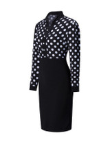 Casual Band Collar Slit Polka Dot Bodycon Dress